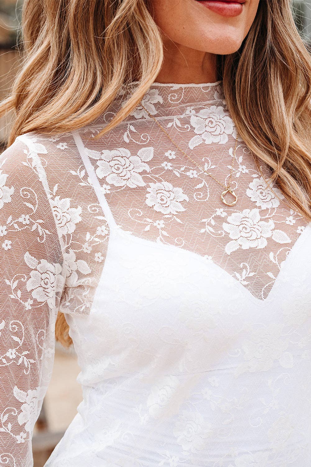 Floral Mesh Long Sleeve Top