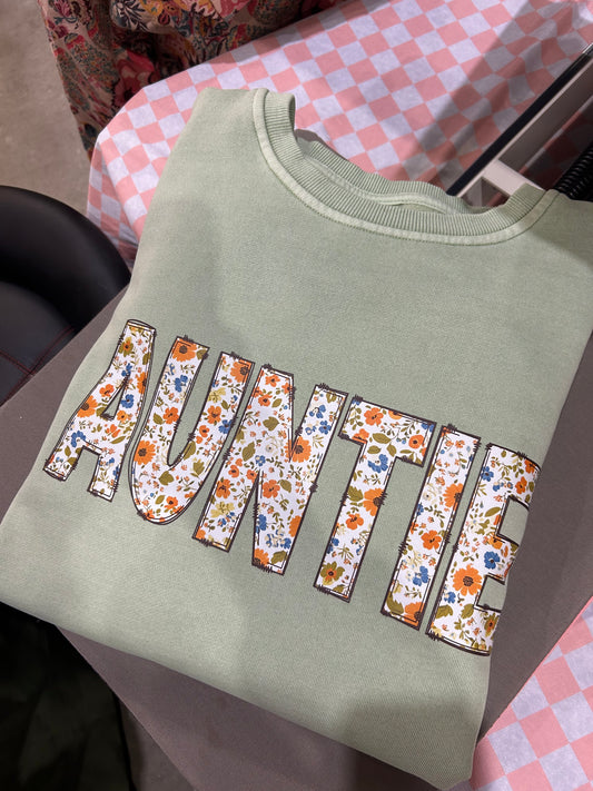 Auntie Floral Crewneck