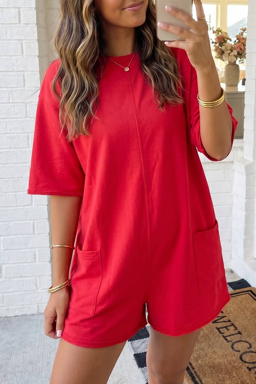 Pink Raw Hem Romper