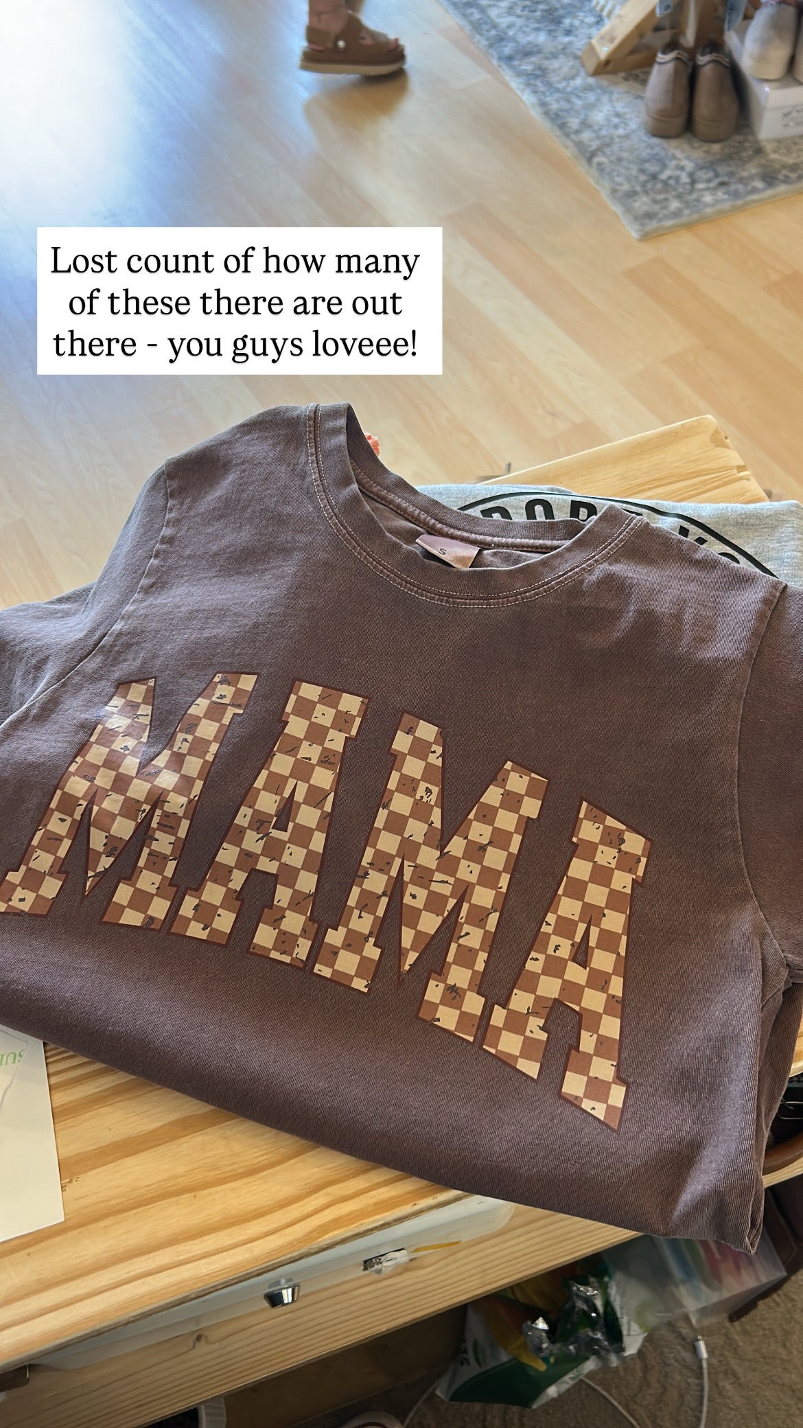 Brown Checkered Mama Crewneck