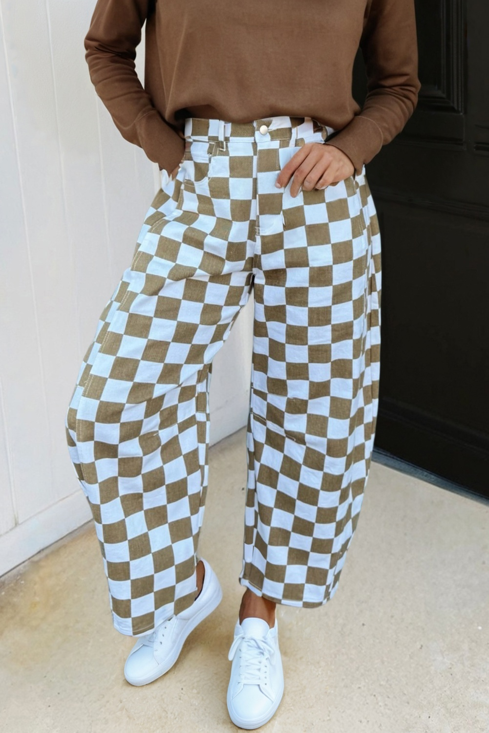Checkered Barrel Pants