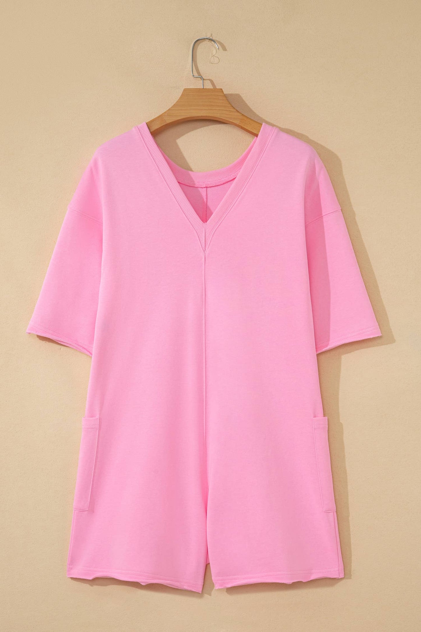 Pink Raw Hem Romper